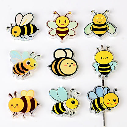 100Pcs cartoon bee acrylic piece beads cute insect DIY jewelry accessories keychain pendant material wholesale