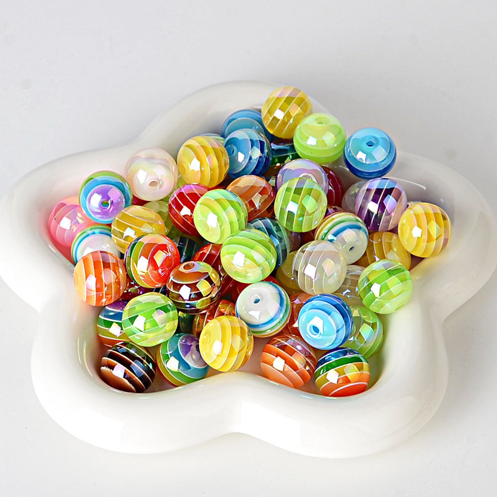 100Pcs 16mm jelly candy color striped beads color beads loose beads DIY handmade bead pen mobile phone chain material accessories