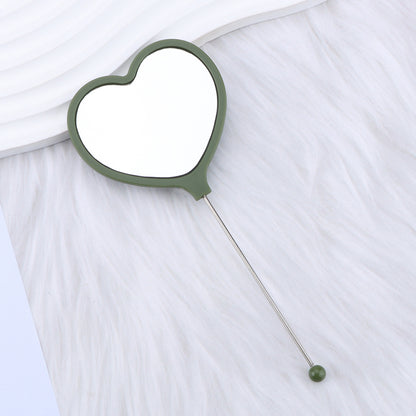 Heart-shaped makeup mirror, love DIY beaded mirror, handheld makeup mirror, portable single-sided vanity mirror, plastic spot.