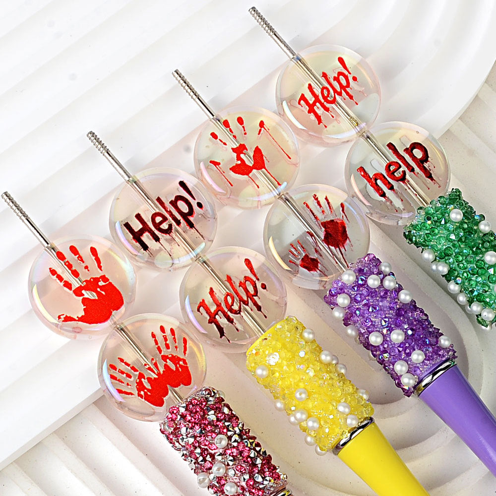 100Pcs luminous acrylic beads blood ghost hands help flat beads dark thriller halloween DIY handmade beaded accessories