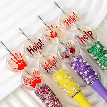 100Pcs luminous acrylic beads blood ghost hands help flat beads dark thriller halloween DIY handmade beaded accessories