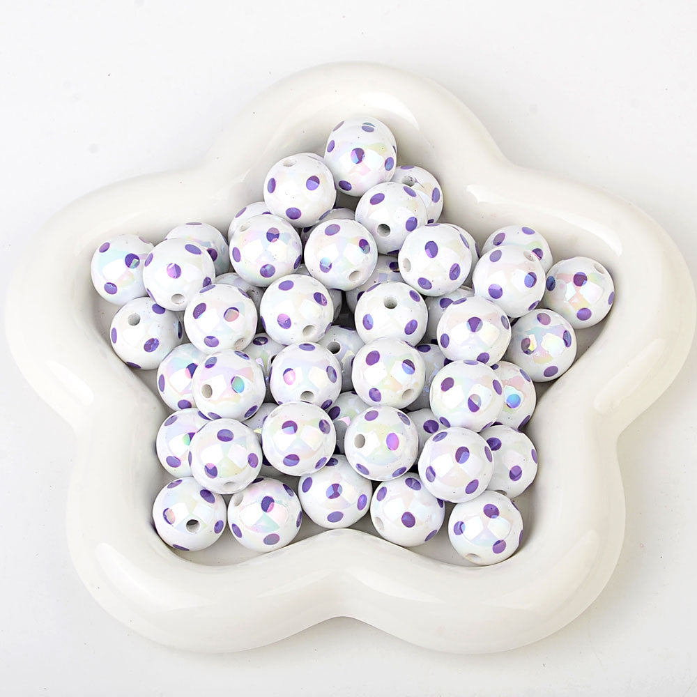 100Pcs hot-selling printing color dot through-hole beads DIY handmade bead pen mobile phone chain car pendant accessories wholesale