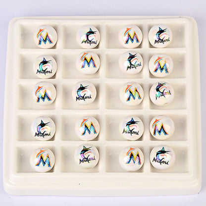 100Pcs acrylic printing MLB baseball round beads 16MM loose beads DIY bead pen car hanging accessories