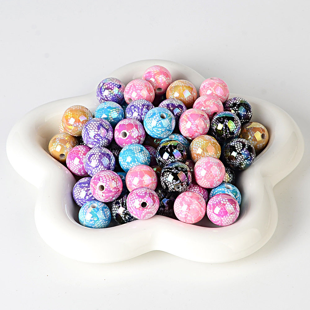 100Pcs UV plated color printing lace beaded DIY jewelry beaded pen mobile phone chain keychain car hanging and other accessories