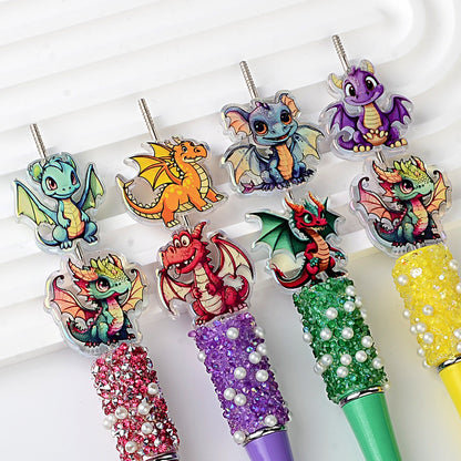 100Pcs UV color-plated double-sided printing color dinosaur acrylic sheet beads DIY bead pen bag accessories
