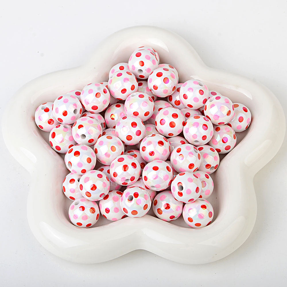 100Pcs hot-selling printing color dot through-hole beads DIY handmade bead pen mobile phone chain car pendant accessories wholesale