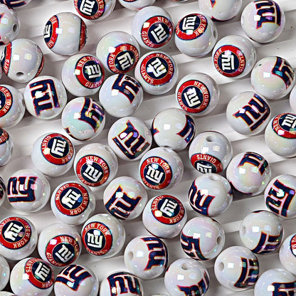 100Pcs 16MM American NFL32 football teams printed round beads DIY double-sided printed bead pen car hanging mobile phone with