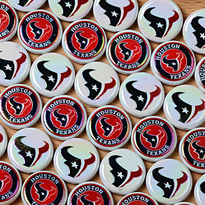 100Pcs 24mm NFL Football Team Acrylic Double Sided Printed Through Hole Beads DIY Bracelet Round Cake Beads