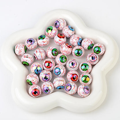 100Pcs 16mm Halloween Personalized Plated UV Colorful Horror Eyeball Beads DIY Handmade Beaded Loose Ball Pen Mobile Phone Chain Accessories