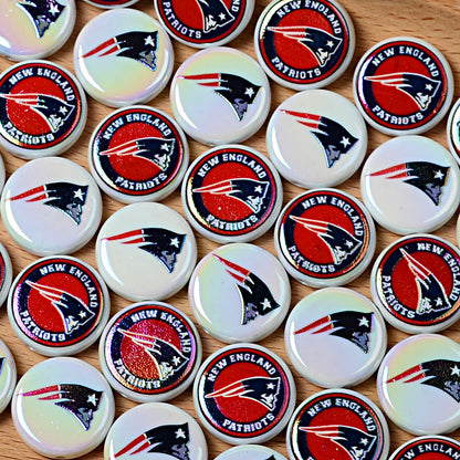 100Pcs 24mm NFL Football Team Acrylic Double Sided Printed Through Hole Beads DIY Bracelet Round Cake Beads