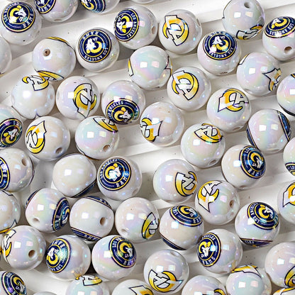 100Pcs 16MM American NFL32 football teams printed round beads DIY double-sided printed bead pen car hanging mobile phone with