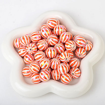 100Pcs Children's Fun Macaron Contrasting Watermelon Beads Striped Round Beads DIY Handmade Jewelry Accessories Bracelet Necklace Material Wholesale