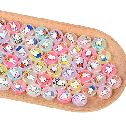 24Mm acrylic disc Miffy rabbit pattern printed round cake bead pen mobile phone chain bag hanging DIY jewelry accessories