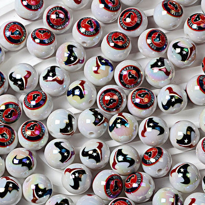 100Pcs 16MM American NFL32 football teams printed round beads DIY double-sided printed bead pen car hanging mobile phone with