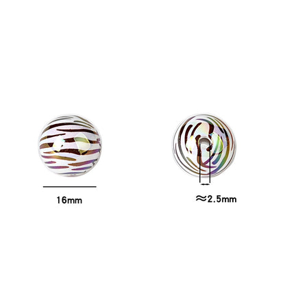 100Pcs 16mm acrylic zebra pattern straight hole round beads DIY handmade string loose beads mobile phone chain pen necklace jewelry accessories