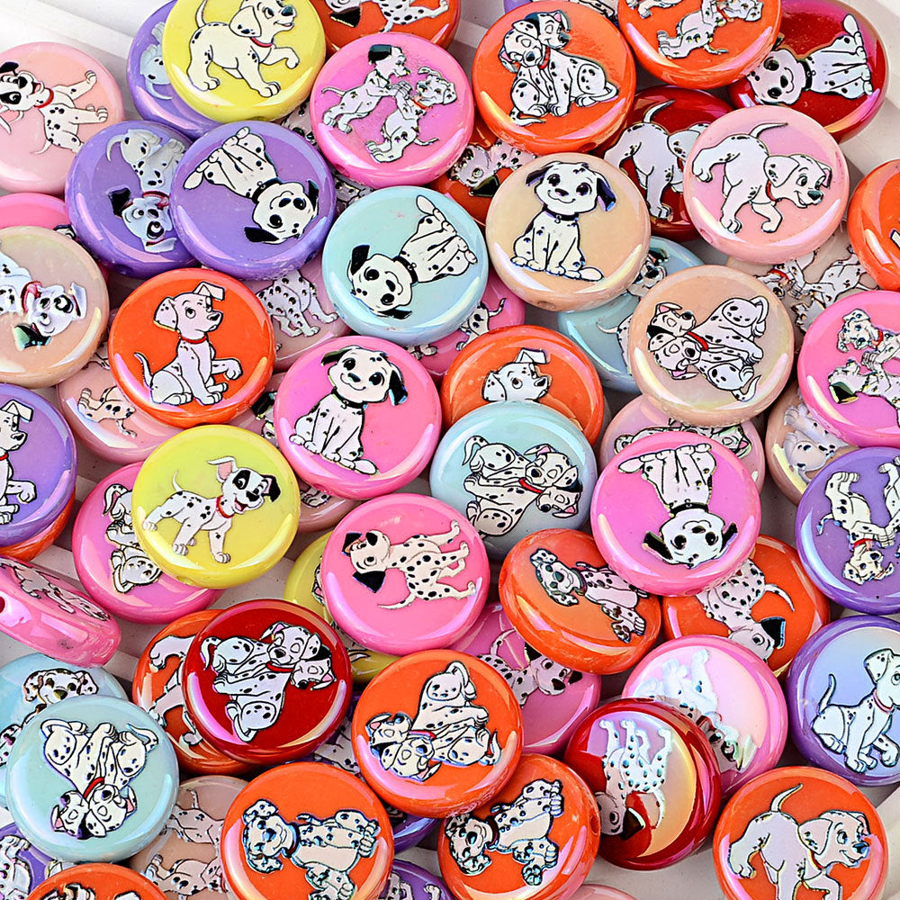 100Pcs Acrylic 101 Loyal Dog Spotted Dog Pattern Printed Beads DIY Handmade Beaded Loose Beads Mobile Phone Chain Jewelry Accessories