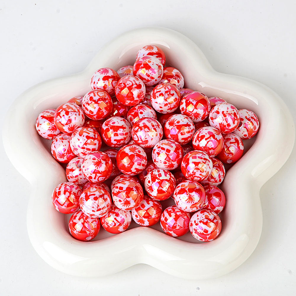 100Pcs Halloween Funny Blood Handprint Straight Hole Acrylic Bead DIY Mobile Phone Chain Keychain Bead Pen Accessories