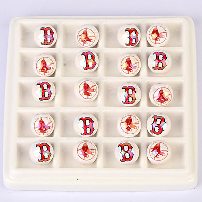100Pcs acrylic printing MLB baseball round beads 16MM loose beads DIY bead pen car hanging accessories