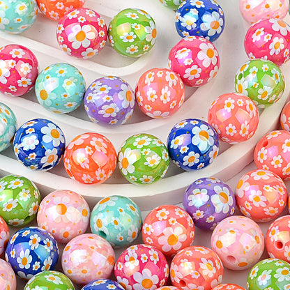 100Pcs acrylic solid color plating color printing sun flower DIY live broadcast mobile phone rope keychain pen accessories beads