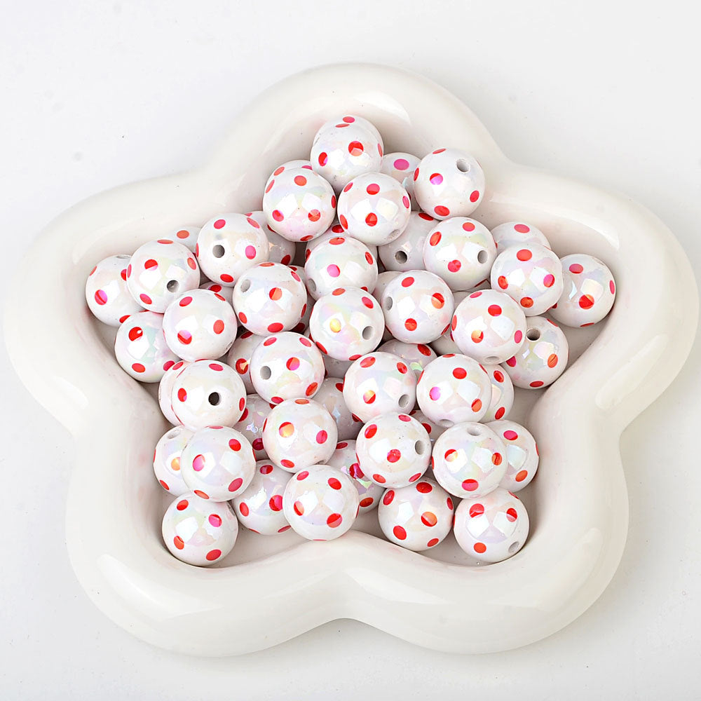 100Pcs hot-selling printing color dot through-hole beads DIY handmade bead pen mobile phone chain car pendant accessories wholesale