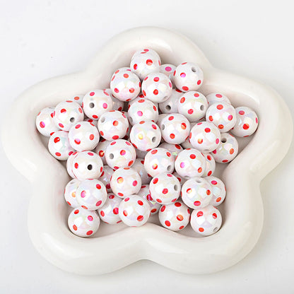 100Pcs hot-selling printing color dot through-hole beads DIY handmade bead pen mobile phone chain car pendant accessories wholesale