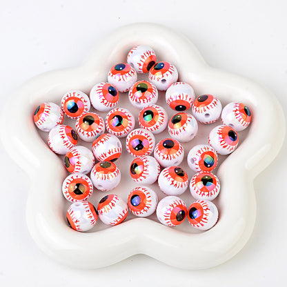 100Pcs 16mm Halloween Personalized Plated UV Colorful Horror Eyeball Beads DIY Handmade Beaded Loose Ball Pen Mobile Phone Chain Accessories
