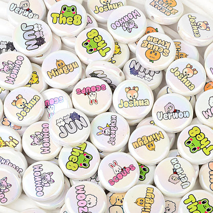 100Pcs UV plated color Korean boy group SEVENTEEN cake beaded DIY beaded pen mobile phone chain keychain jewelry accessories
