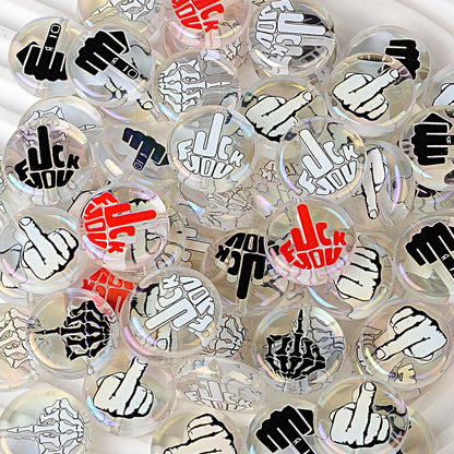 100Pcs acrylic flat sheet beads, bones, palm middle finger printing DIY bracelet, keychain jewelry accessories wholesale
