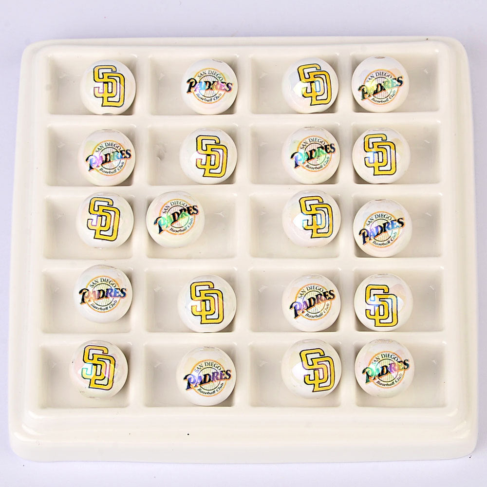 100Pcs acrylic printing MLB baseball round beads 16MM loose beads DIY bead pen car hanging accessories