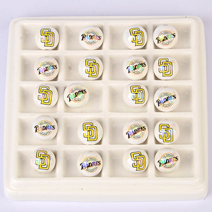 100Pcs acrylic printing MLB baseball round beads 16MM loose beads DIY bead pen car hanging accessories