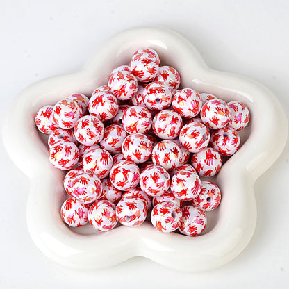 100Pcs Halloween Funny Blood Handprint Straight Hole Acrylic Bead DIY Mobile Phone Chain Keychain Bead Pen Accessories
