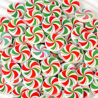 100Pcs Christmas red and green spiral windmill candy acrylic disc beads DIY handmade beaded jewelry accessories wholesale