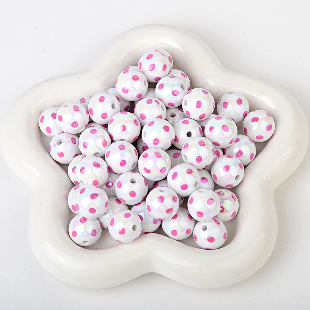 100Pcs hot-selling printing color dot through-hole beads DIY handmade bead pen mobile phone chain car pendant accessories wholesale