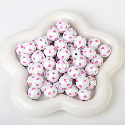 100Pcs hot-selling printing color dot through-hole beads DIY handmade bead pen mobile phone chain car pendant accessories wholesale