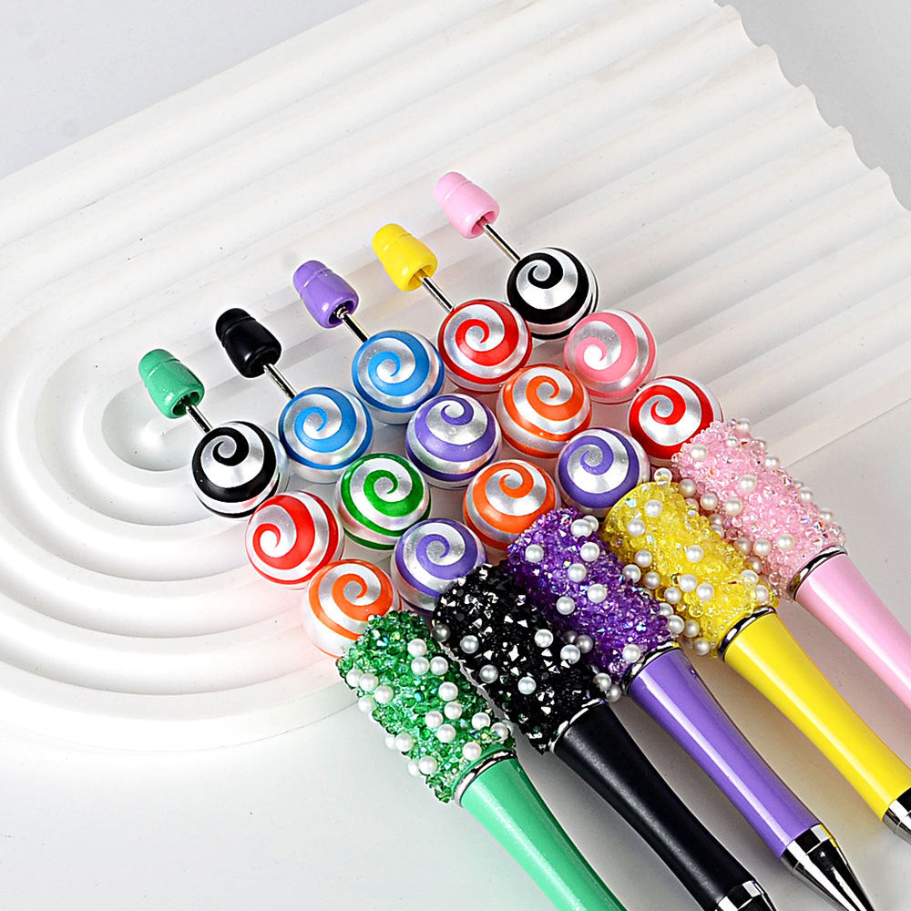 100Pcs imitation pearl back pattern printing lollipop rainbow whirlwind beaded DIY jewelry mobile phone bead pen bag chain accessories