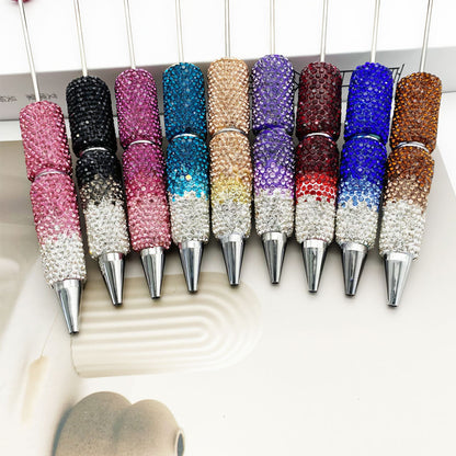 DIY rhinestone Beadable Ballpoint Pen hand paste drill multi-color gradual change drill bead ballpoint pen cap with drill gift pen