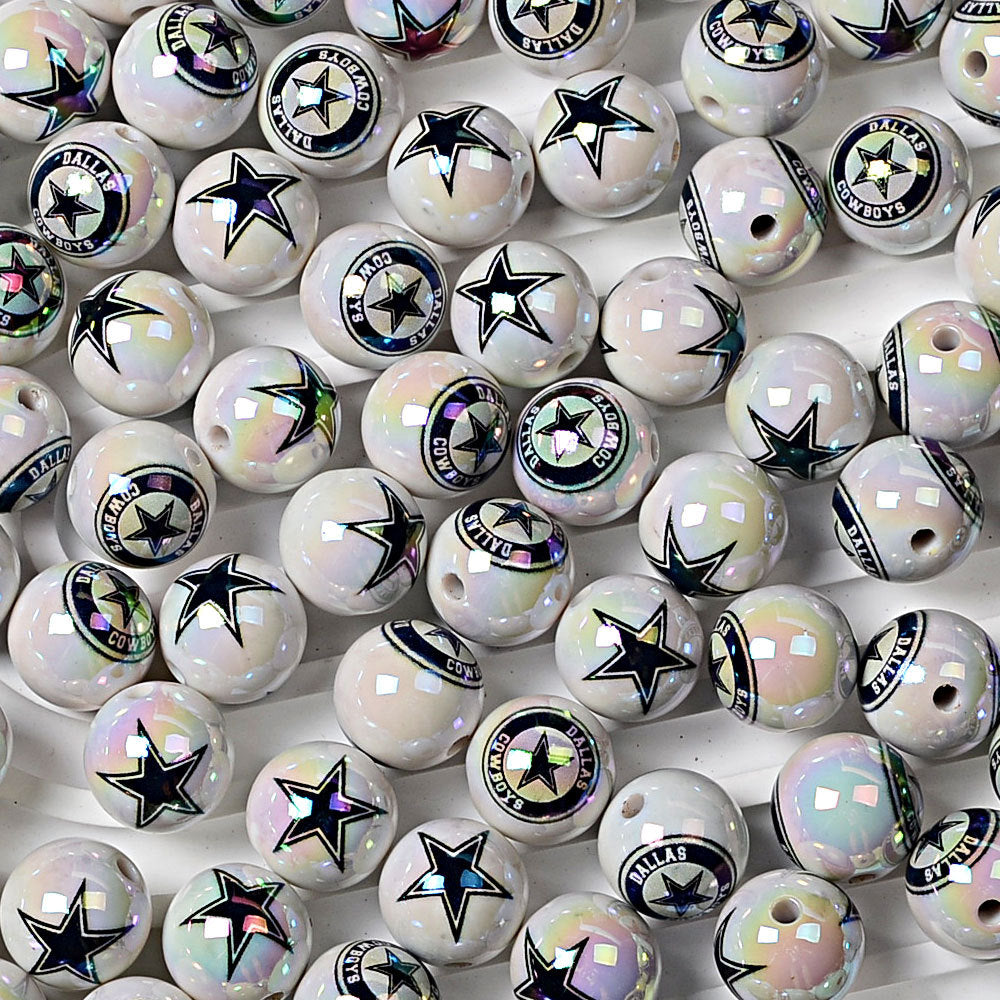 100Pcs 16MM American NFL32 football teams printed round beads DIY double-sided printed bead pen car hanging mobile phone with
