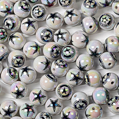 100Pcs 16MM American NFL32 football teams printed round beads DIY double-sided printed bead pen car hanging mobile phone with