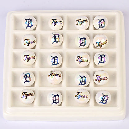 100Pcs acrylic printing MLB baseball round beads 16MM loose beads DIY bead pen car hanging accessories