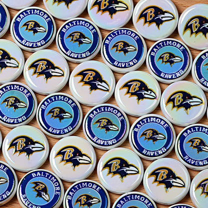 100Pcs 24mm NFL Football Team Acrylic Double Sided Printed Through Hole Beads DIY Bracelet Round Cake Beads