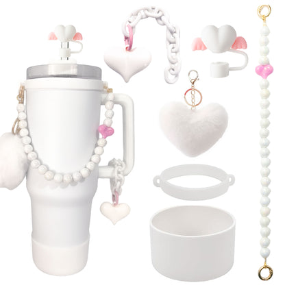 Cross-border stanley water cup accessories love straw cap Bingba cup decorative accessories combination set silicone cup cover