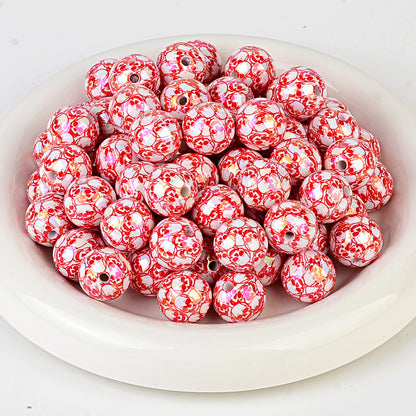 100Pcs Halloween full skull print acrylic round beads DIY mobile phone chain keychain bead pen accessories