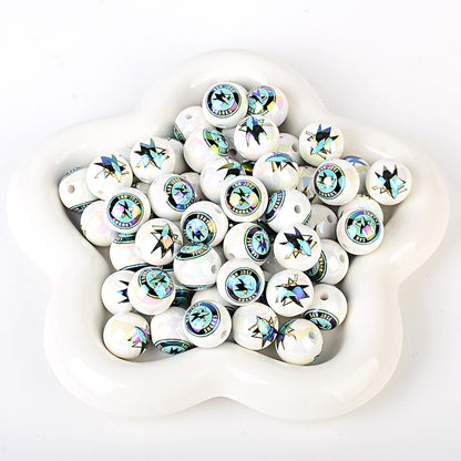 100Pcs US 32 NHL Ice Hockey Teams Printed Beads Beaded DIY Keys Mobile Phone Chain Handmade Jewelry Accessories Spot