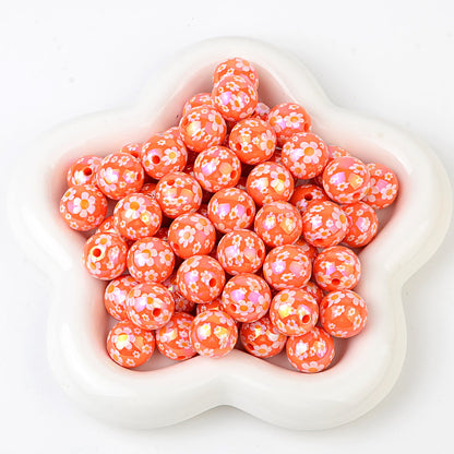 100Pcs acrylic solid color plating color printing sun flower DIY live broadcast mobile phone rope keychain pen accessories beads