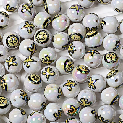100Pcs 16MM American NFL32 football teams printed round beads DIY double-sided printed bead pen car hanging mobile phone with