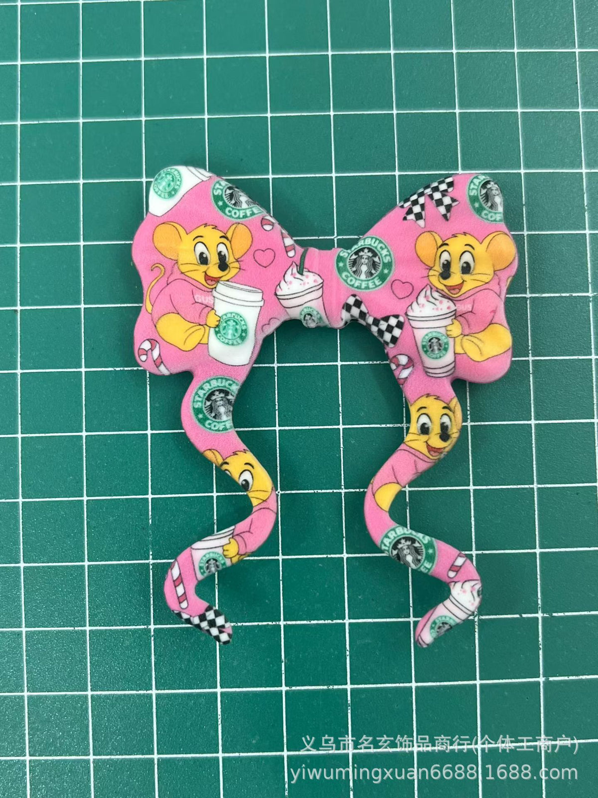 70*59mm双面印花飘带蝴蝶结燕尾蝴蝶结竖孔diy咕笔串珠笔包挂配件