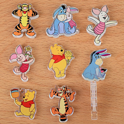 100Pcs printed relief Winnie the Pooh acrylic sheet beaded DIY mobile phone chain bag hanging keychain jewelry accessories