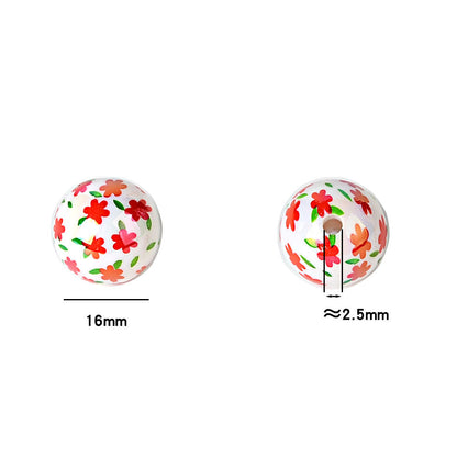 100Pcs small fresh flower printed acrylic DIY jewelry accessories loose beads beaded mobile phone chain bracelet necklace hanging bag hanging