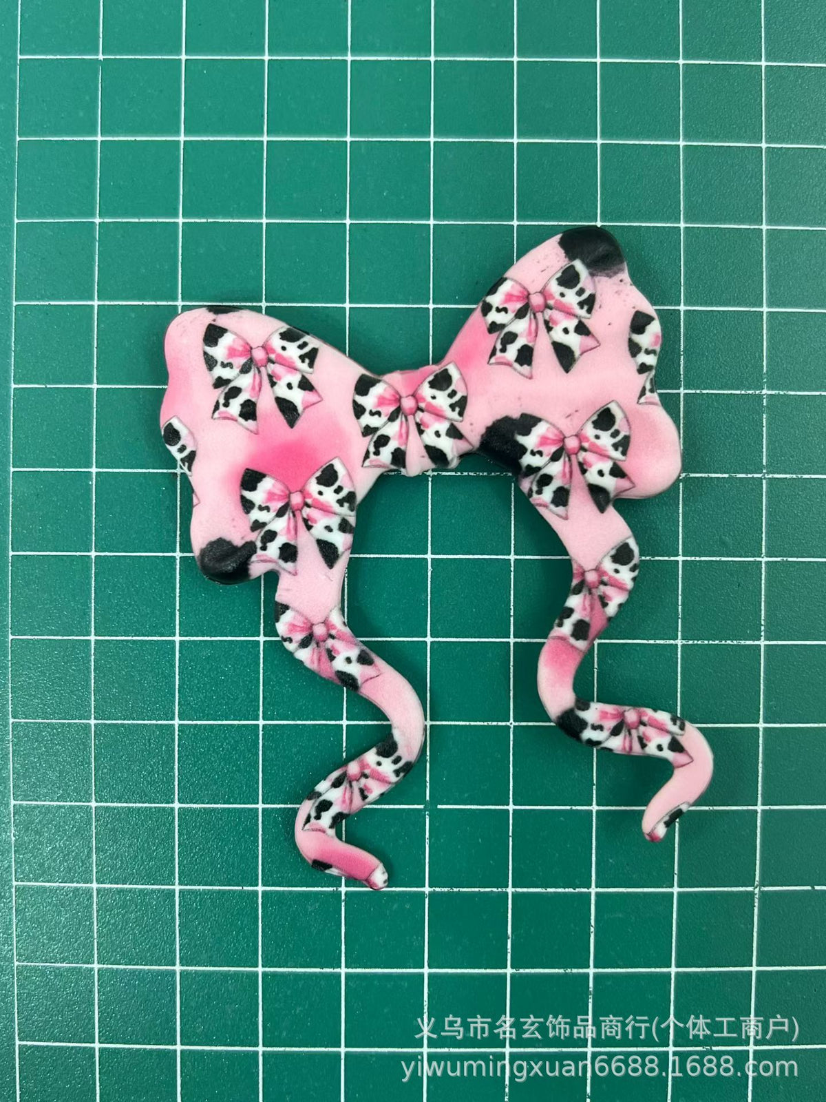 70*59mm双面印花飘带蝴蝶结燕尾蝴蝶结竖孔diy咕笔串珠笔包挂配件