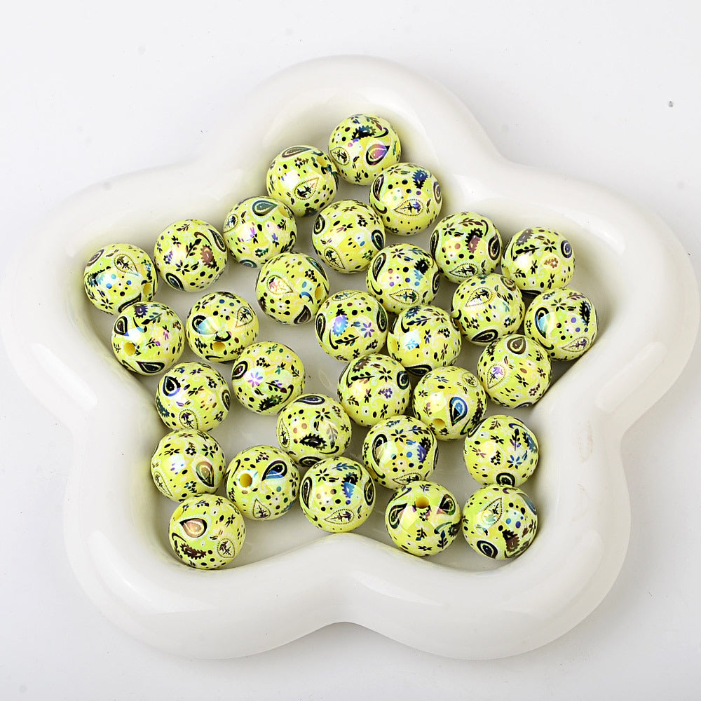 100Pcs UV plated color two-color paisley pattern cashew flower beaded DIY beaded pen mobile phone chain pendant loose bead jewelry with